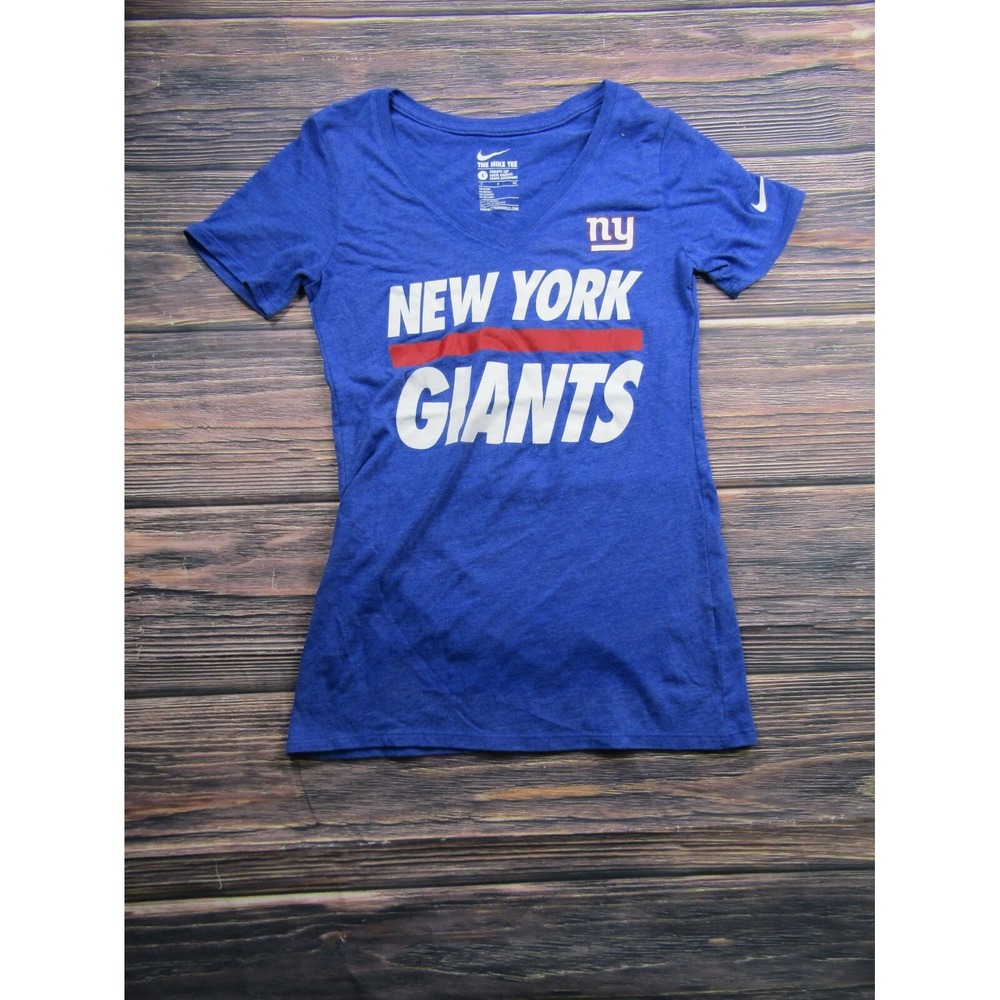 Nike‎ Womens Size Small Blue New York Giants NYG Nfl V Neck Tee T Shirt